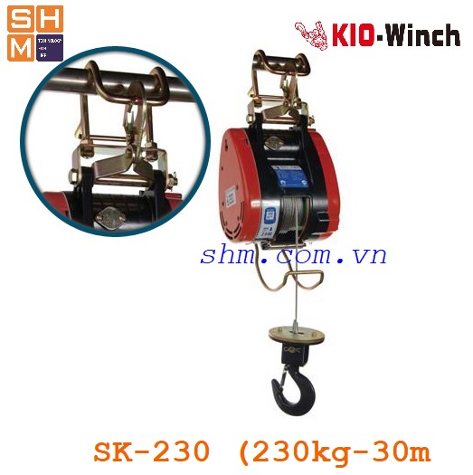 Tời điện mini Kio Winch 230kg cáp 30m: SK230 (có móc treo)